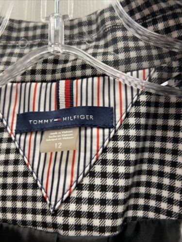 Tommy Hilfiger Womens Black and White Checkered Blazer Coat Size 12 - Image 3