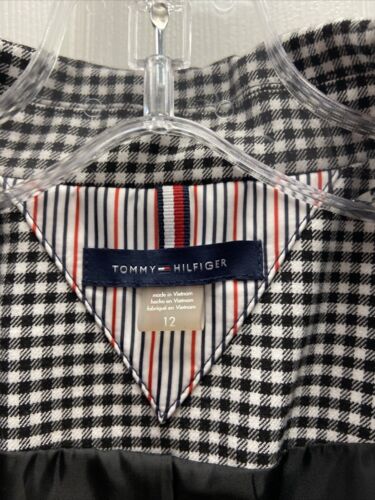 Tommy Hilfiger Womens Black and White Checkered Blazer Coat Size 12 - Image 4
