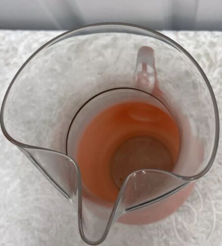 Vintage Blendo Peach Frosted Glass Pitcher, Ice Lip, Gold, Mid Century MCM - Image 2
