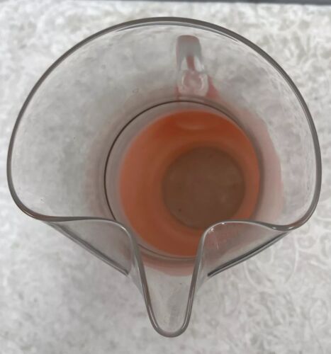 Vintage Blendo Peach Frosted Glass Pitcher, Ice Lip, Gold, Mid Century MCM - Image 3