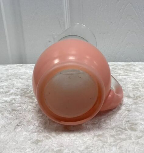 Vintage Blendo Peach Frosted Glass Pitcher, Ice Lip, Gold, Mid Century MCM - Image 6