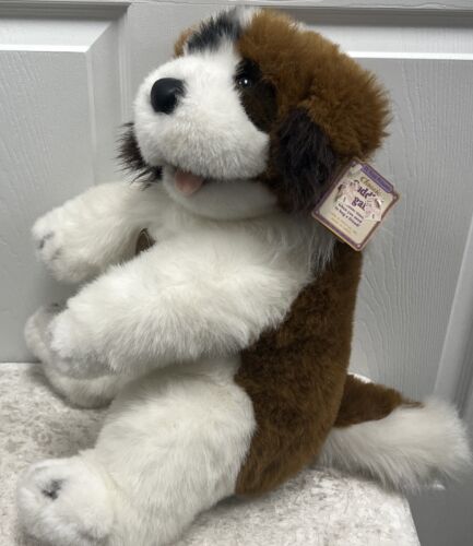 Vintage Natural Look Puppy Dog Plush St Bernard Tongue Sticking Out TL Toys 1996 - Image 2