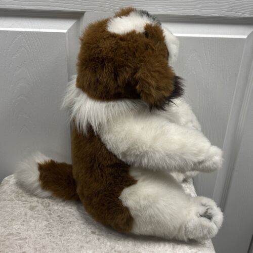 Vintage Natural Look Puppy Dog Plush St Bernard Tongue Sticking Out TL Toys 1996 - Image 4
