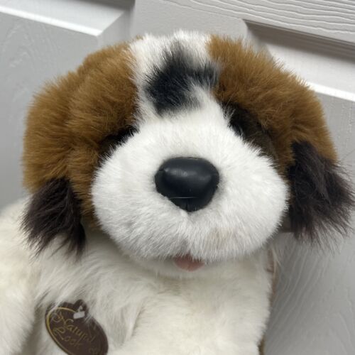 Vintage Natural Look Puppy Dog Plush St Bernard Tongue Sticking Out TL Toys 1996 - Image 5