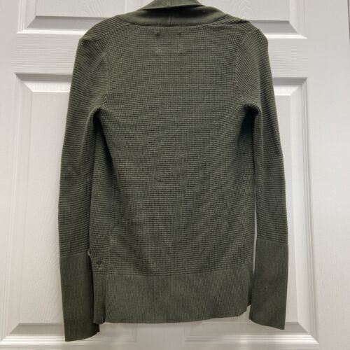 American Eagle Waffle Knit Shacket Jacket Button Up Size Medium Army Green - Image 3