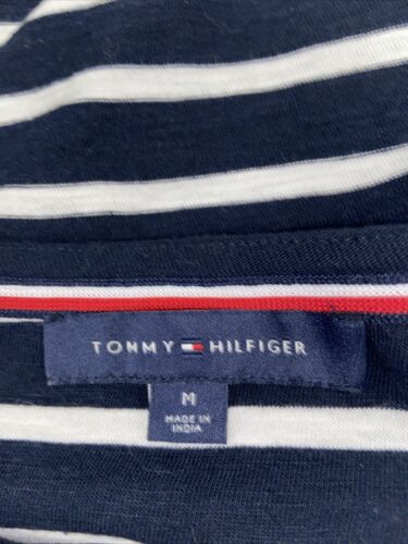 Tommy Hilfiger Pullover Shirt Sz Medium White Blue Stripped - Image 3