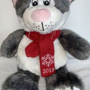 RARE Pacific Coast 2019 Gray Holiday Cat Squeaker Toy 15" Plush Stuffed Animal