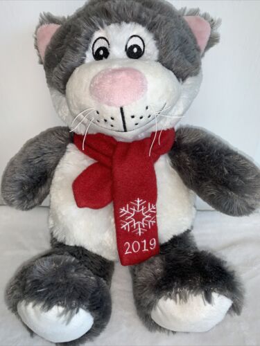 RARE Pacific Coast 2019 Gray Holiday Cat Squeaker Toy 15" Plush Stuffed Animal Main Image