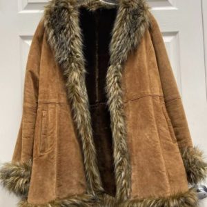 Super Nice Vintage Wilson's Pelle Studio Coat Size Large Leather Suede Faux Fur
