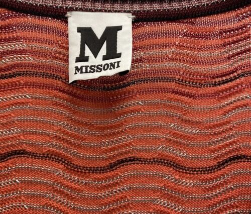 MISSONI Gradient Wavy Striped Red/Orange/Blk/Wht Sheath Dress Size 38 or 2 - Image 2