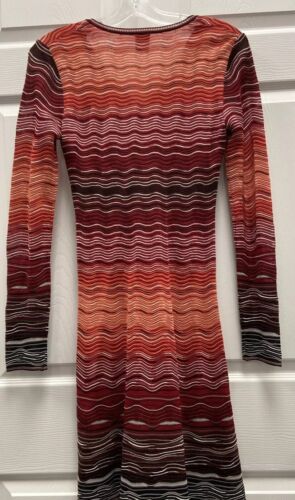 MISSONI Gradient Wavy Striped Red/Orange/Blk/Wht Sheath Dress Size 38 or 2 - Image 5