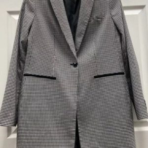 Tommy Hilfiger Womens Black and White Checkered Blazer Coat Size 12