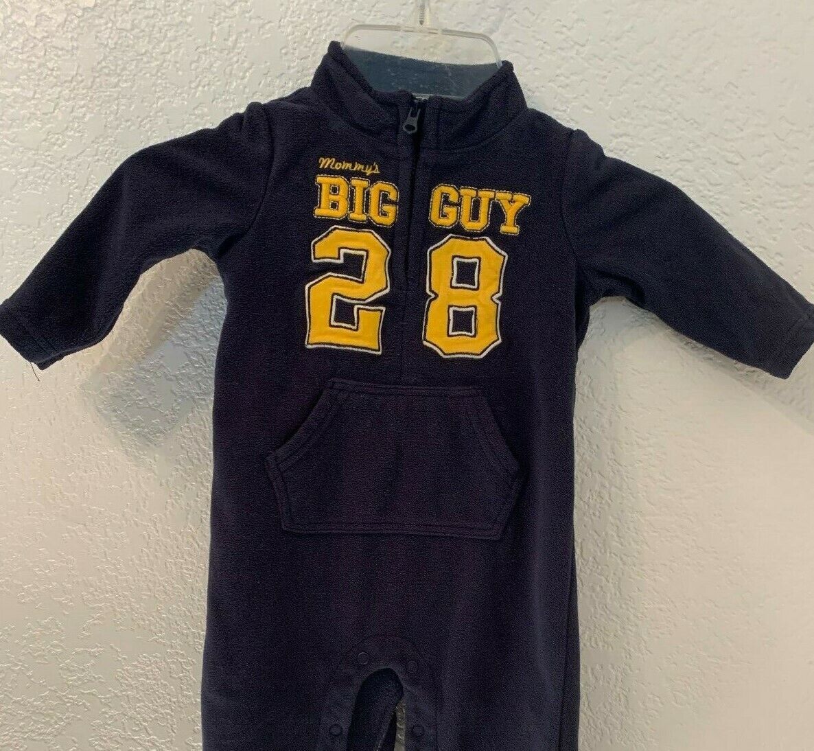 Carters Baby Boy Pajamas 9 Month "Mommy's Big Guy" #28 Navy Blue Fleece - Image 4