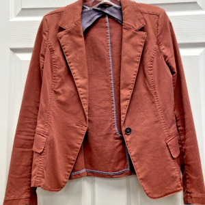 Vtg Peyton Jensen Womens Canvas Blazer Jacket Size Small Pinkish Red Rose Rust