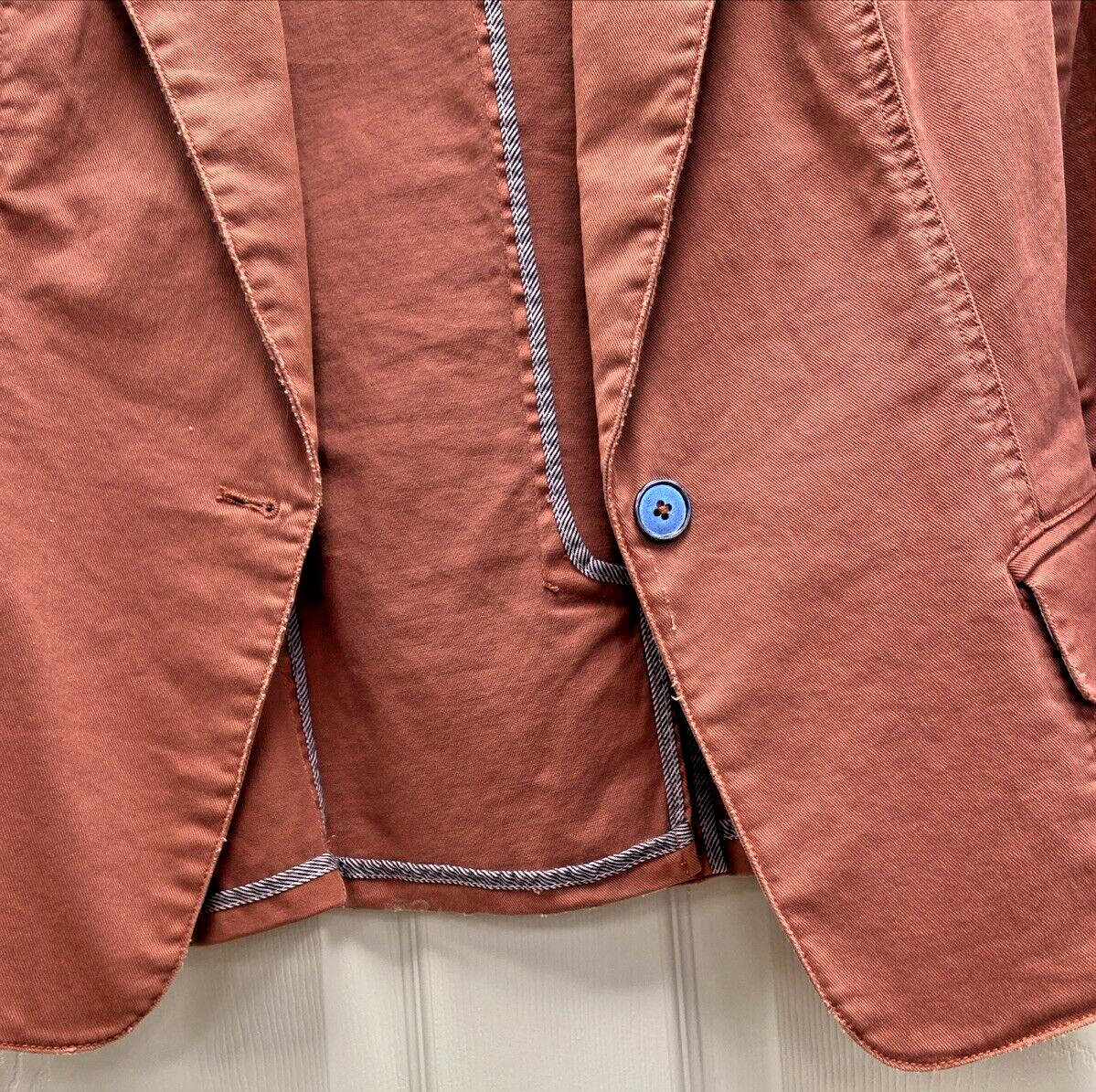 Vtg Peyton Jensen Womens Canvas Blazer Jacket Size Small Pinkish Red Rose Rust - Image 2