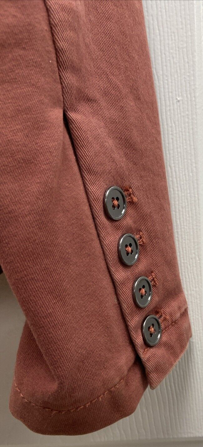 Vtg Peyton Jensen Womens Canvas Blazer Jacket Size Small Pinkish Red Rose Rust - Image 4