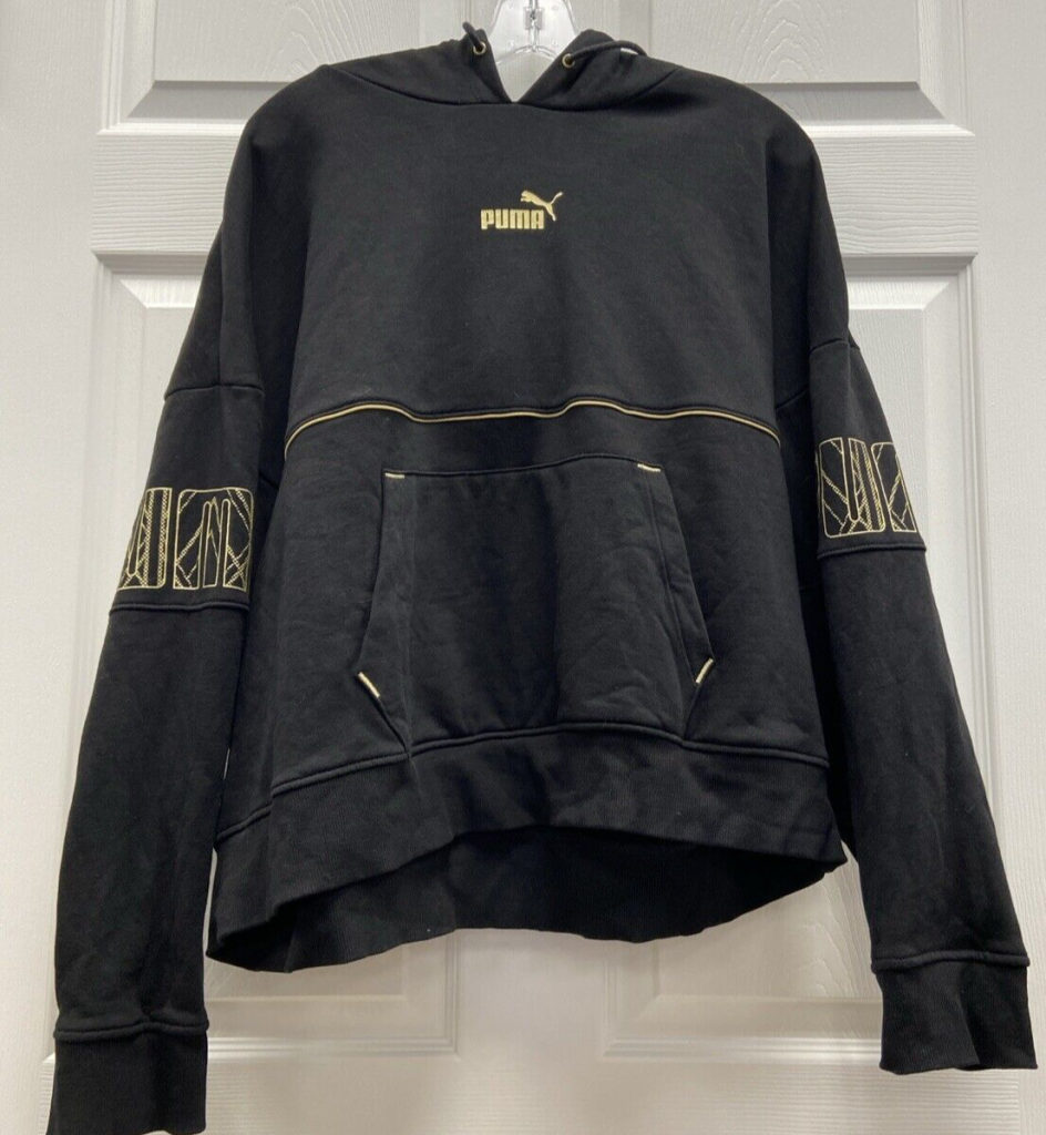 Puma Classic Metallic Logo Pullover Hoodie Ladies Black Casual Outerwear XXL Main Image