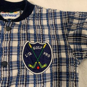 Baby Miniwear blue and white plaid boys outfit 6/9 Mos. Lil Golf Pro