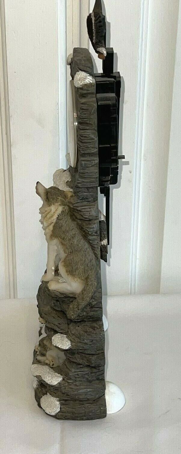 Family of Wolves on Rocks Statue Figurine Clock Native American Moving Eagles - Image 12