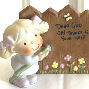 Dear God Kids Figurine, 1982. Dear God, Oh! Thanks For Your Help Enesco