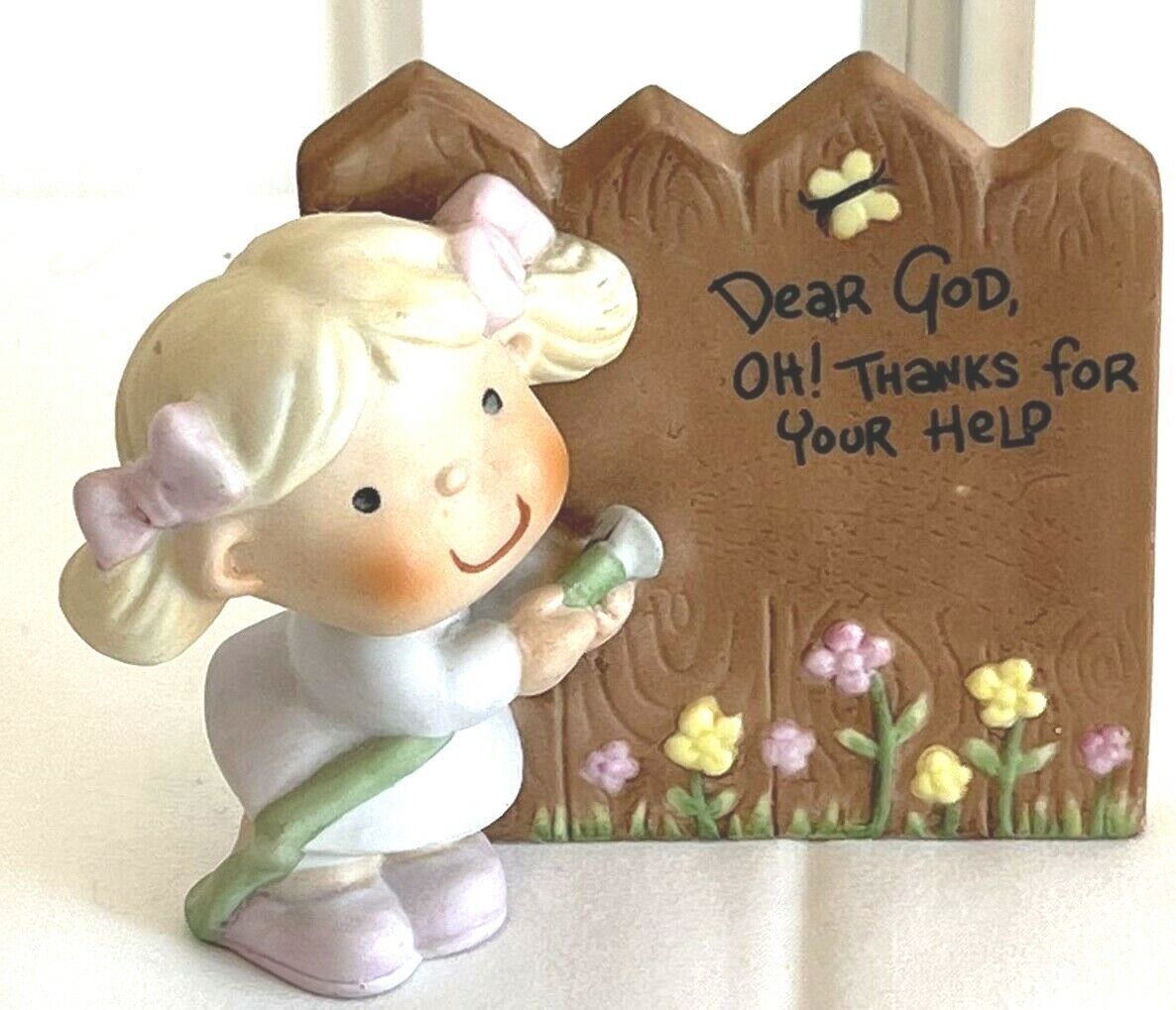 Dear God Kids Figurine, 1982. Dear God, Oh! Thanks For Your Help Enesco