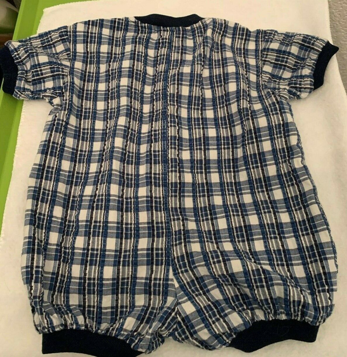 Baby Miniwear blue and white plaid boys outfit 6/9 Mos. Lil Golf Pro - Image 3