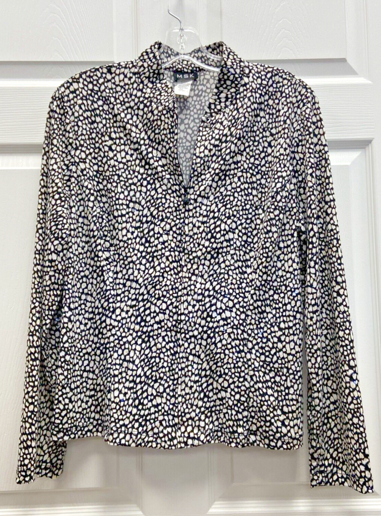 MSK WOMEN'S LONG SLEEVE TOP SIZE LARGE DRESSY EMBELLISHED WITH SEQUINS Main Image