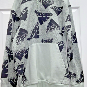 MENS ADIDAS LIGHT GREEN WITH ALL OVER PRINT SWEATSHIRT SIZE XL EUC