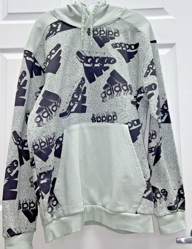 MENS ADIDAS LIGHT GREEN WITH ALL OVER PRINT SWEATSHIRT SIZE XL EUC Main Image