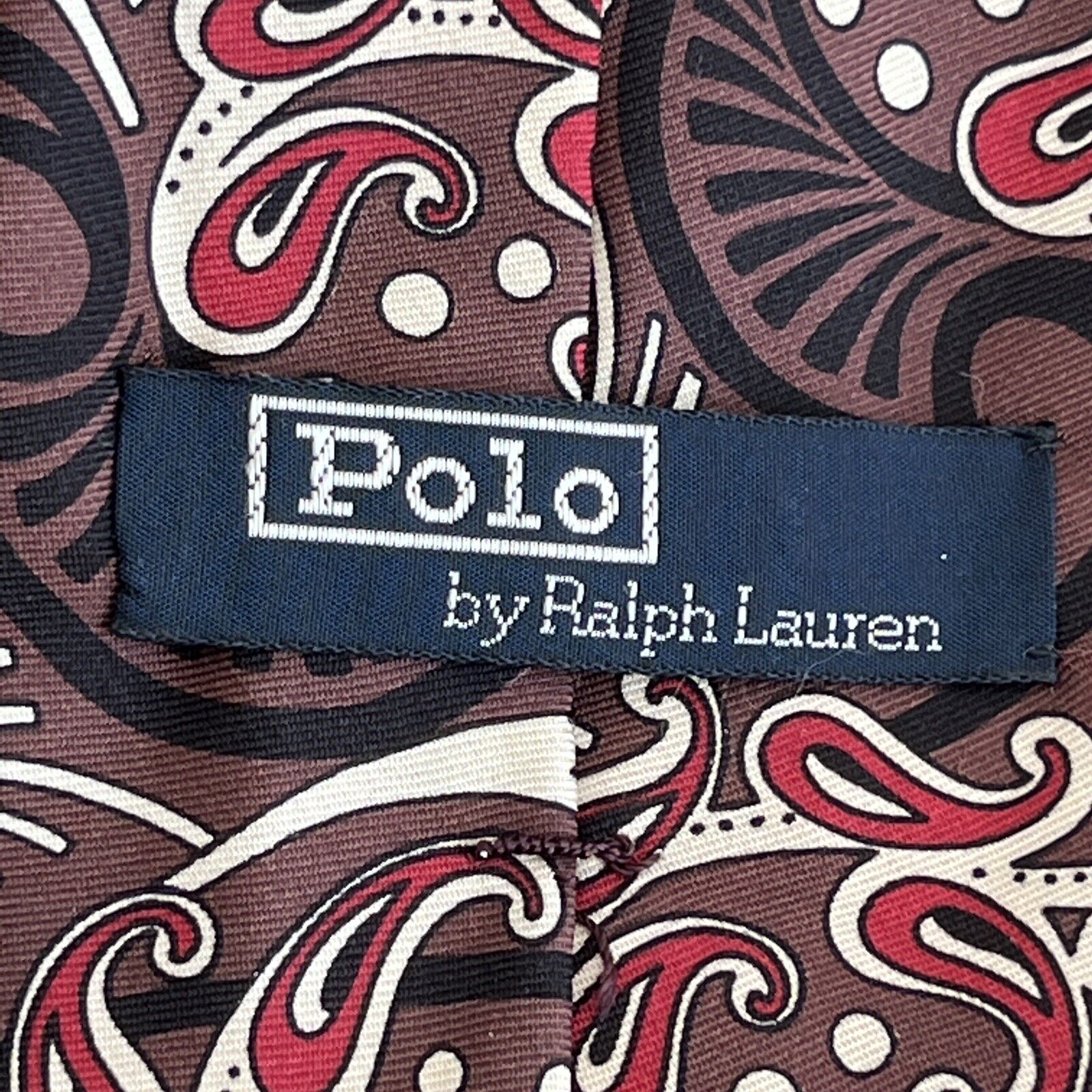Polo by Ralph Lauren Brown Silk Men's Neck Tie W: 3 3/4" by L: 58 " made in USA - Image 2