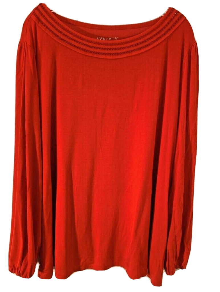 Ava & Viv Red Long Sleeve Plus Size Shirt Size 3X Main Image