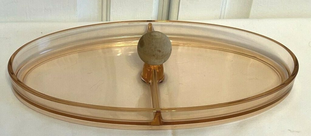 Vintage Pink Depression Glass Divided Serving Dish Oval Candy/Nuts (10.5”) Main Image