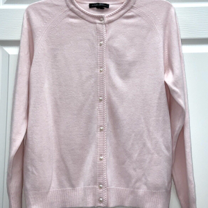 Designers Originals Pearl Button Cardigan Sweater Women's Light Pink Medium