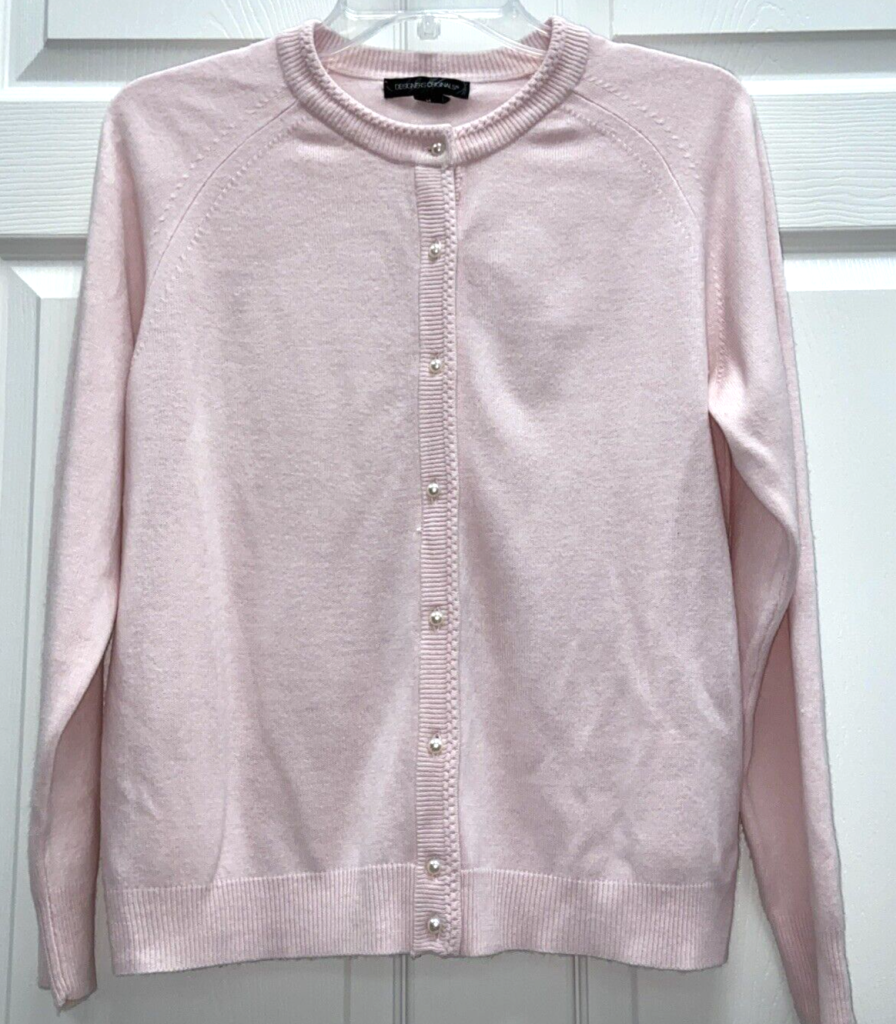 Designers Originals Pearl Button Cardigan Sweater Women's Light Pink Medium Main Image