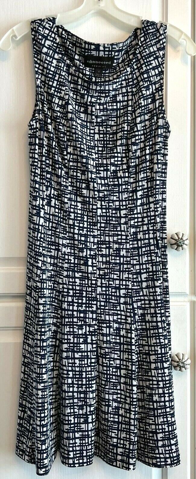 CONNECTED APPAREL SLEEVELESS Navy and White DRESS SZ 6