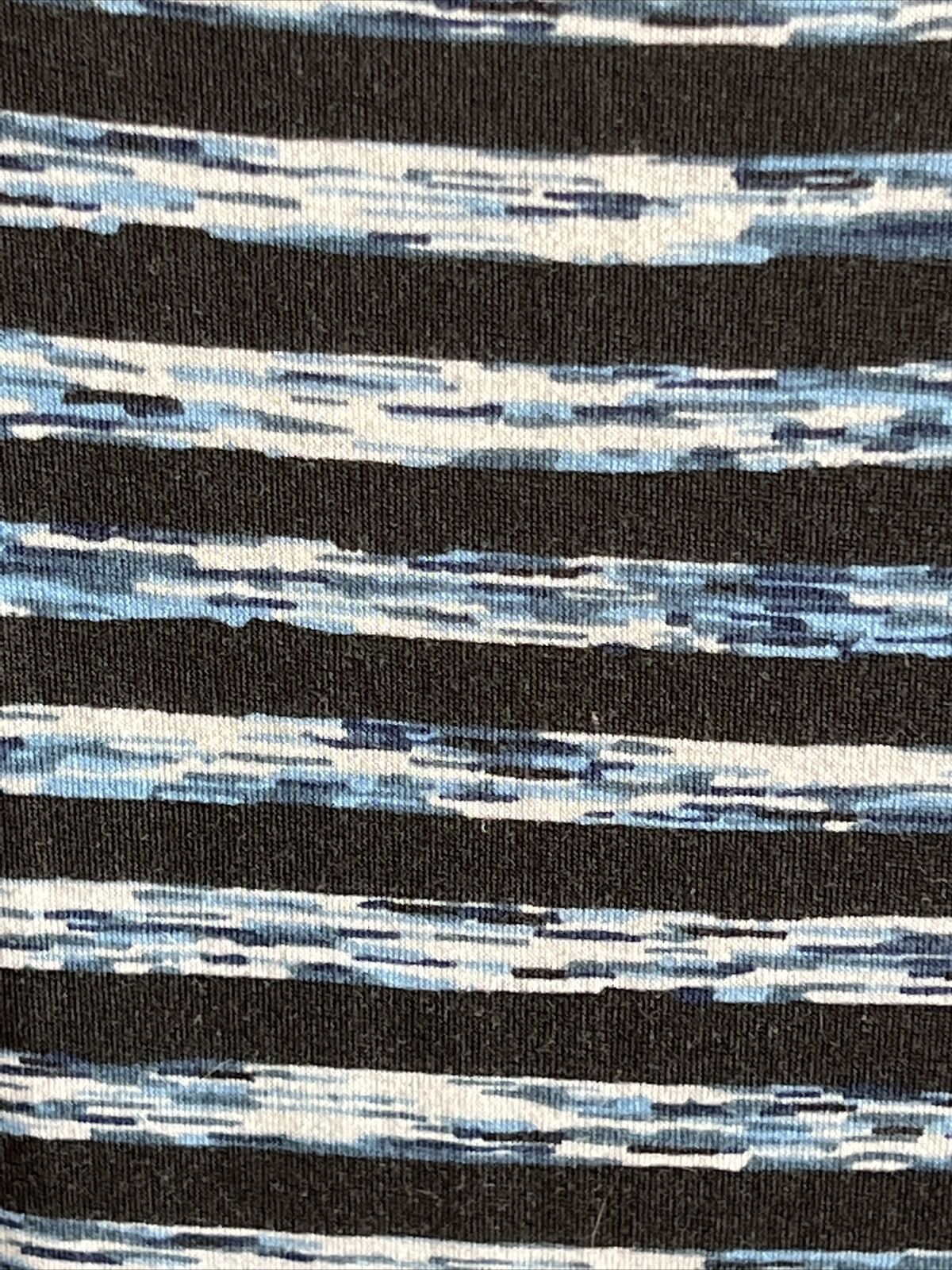 LulaRoe M Georgia Fit & Flare Ruffle Tiered Dress Blues and Grays Stripes Pretty - Image 4