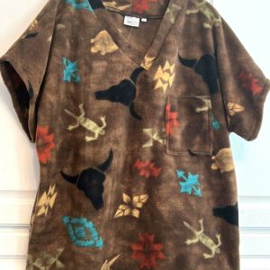 Animal Kingdom Scrubs Fleece Top Unisex Size Large Southwestern Print 1 Pkt