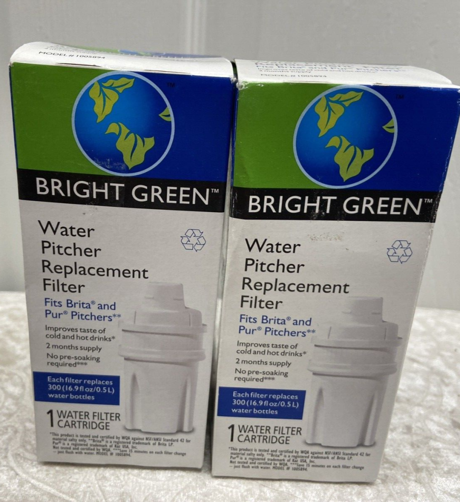 Bright Green Brand 2-Pack Water Pitcher Replacement Filters Fits Brita And Pur Main Image