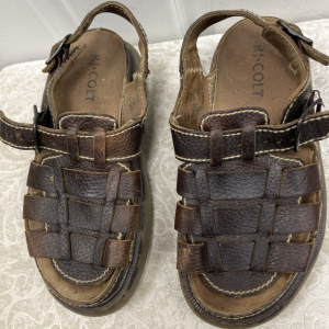 RJ Colt Mens Leather Sandals Brown Riverhead Open Toe Outdoors Chunky 8M Wms 10M
