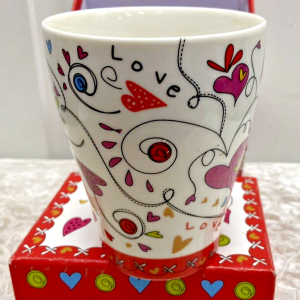 Porcelain Colorful Love with Hearts Mug in Matching Gift Box