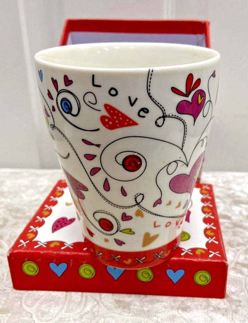 Porcelain Colorful Love with Hearts Mug in Matching Gift Box