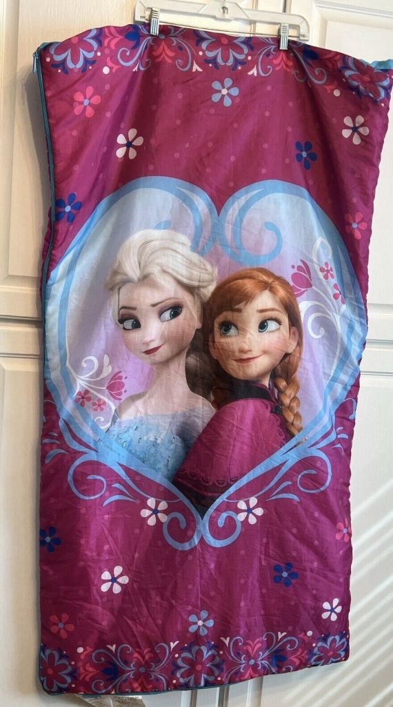Frozen Anna & Elsa Backpack Sleeping Bag Purple & Blue Elsa & Anna In Heart Main Image