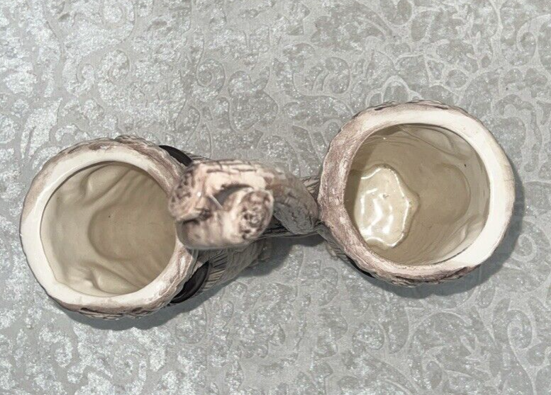 Vintage 1984 Sittre Ceramic Double Sided Owl Caddy, Planter, Utensils Tan - Image 3