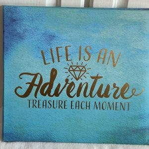 SCRAPBOOK "Life Is An Adventure" Treasure Each Moment Blue and Gold