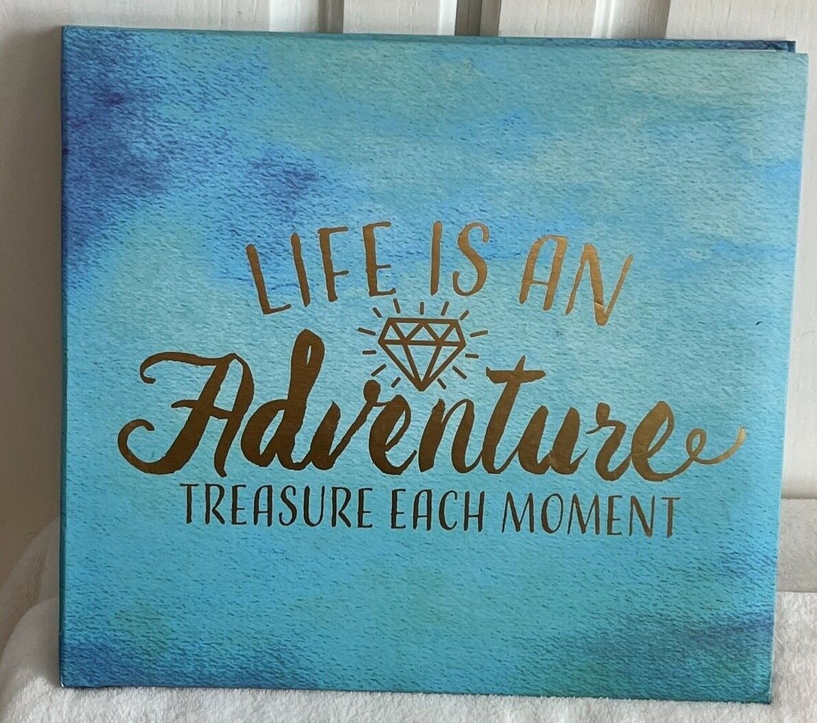SCRAPBOOK "Life Is An Adventure" Treasure Each Moment Blue and Gold