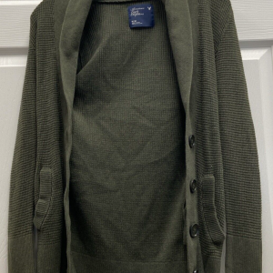 American Eagle Waffle Knit Shacket Jacket Button Up Size Medium Army Green