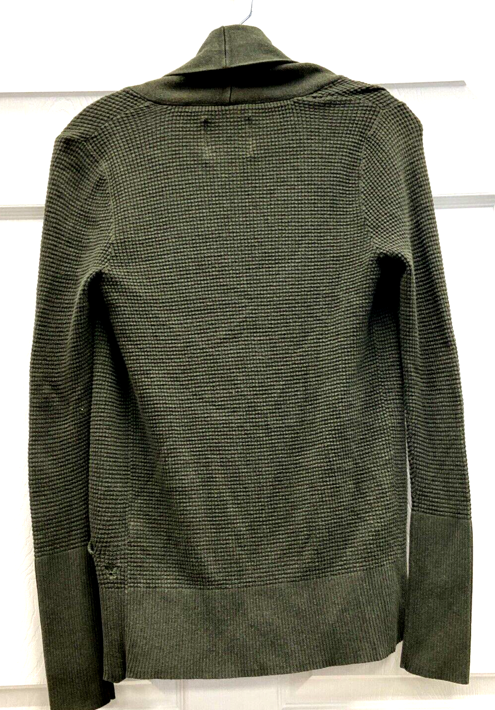 American Eagle Waffle Knit Shacket Jacket Button Up Size Medium Army Green - Image 2