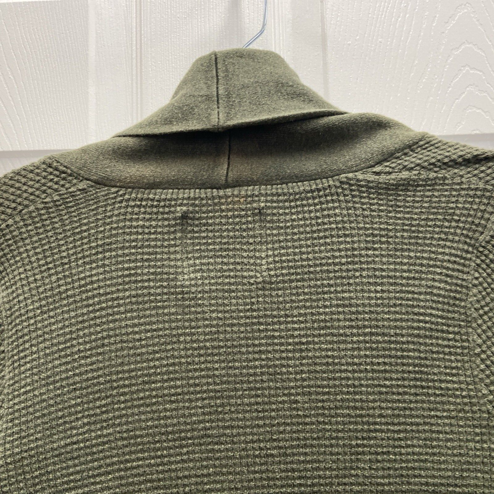 American Eagle Waffle Knit Shacket Jacket Button Up Size Medium Army Green - Image 4