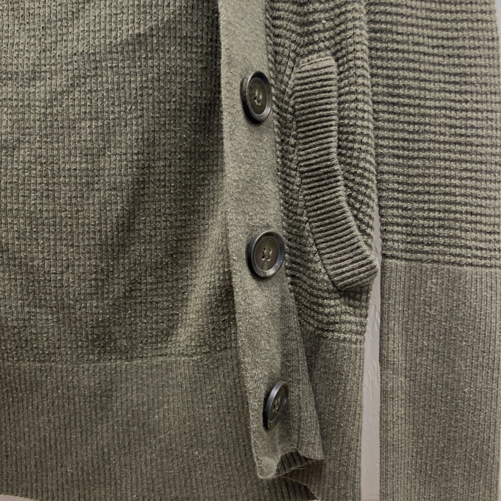 American Eagle Waffle Knit Shacket Jacket Button Up Size Medium Army Green - Image 7