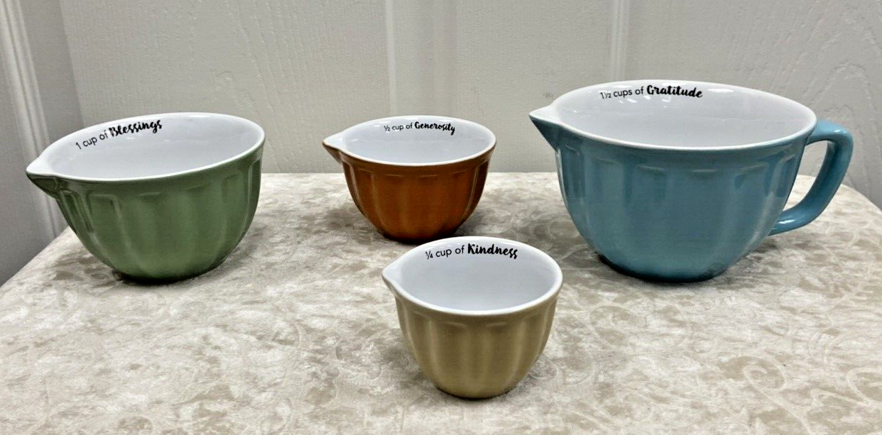 Deseret Book Ceramic Nesting Measuring Cups With Spouts and Sayings on Each Nice - Image 2